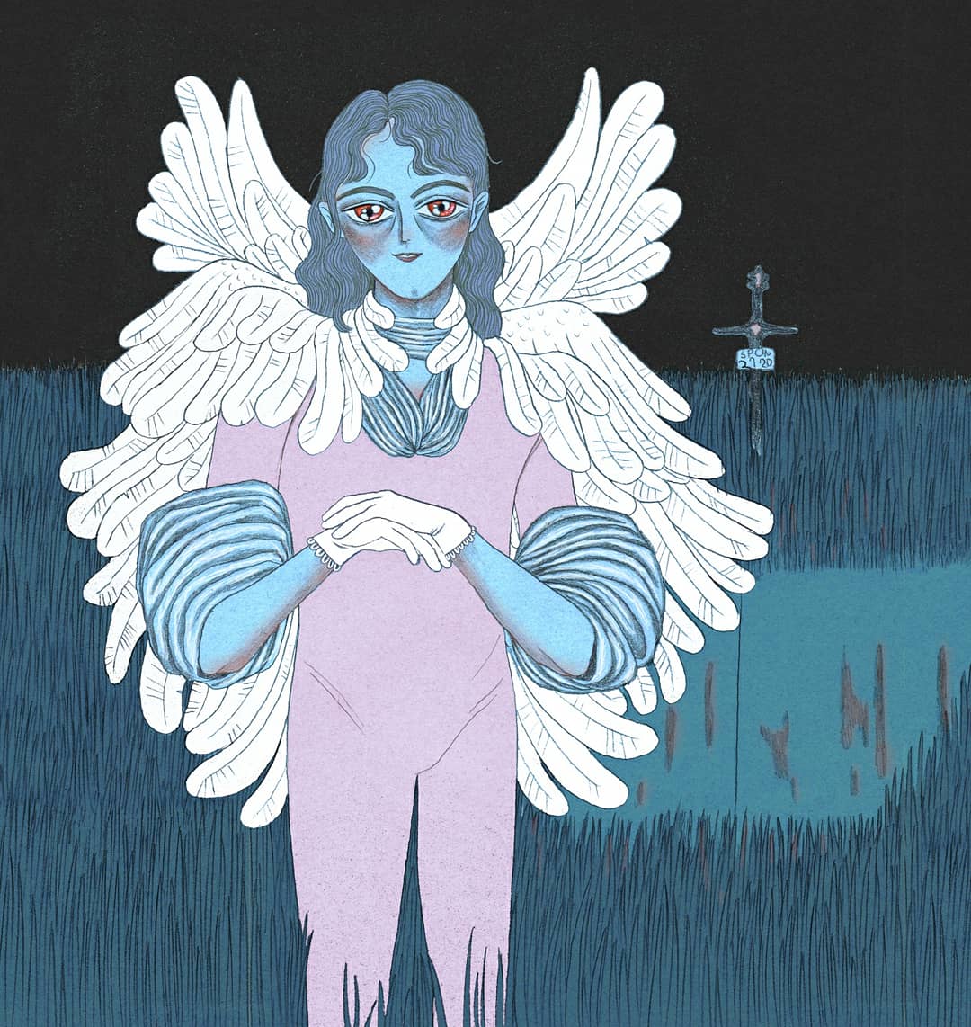 Angel near his grave